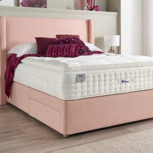 Relyon Sophia 3000 Pillow Top Mattress + Premium Divan Bed, Midnight Blue, End Opening Ottoman, Super King